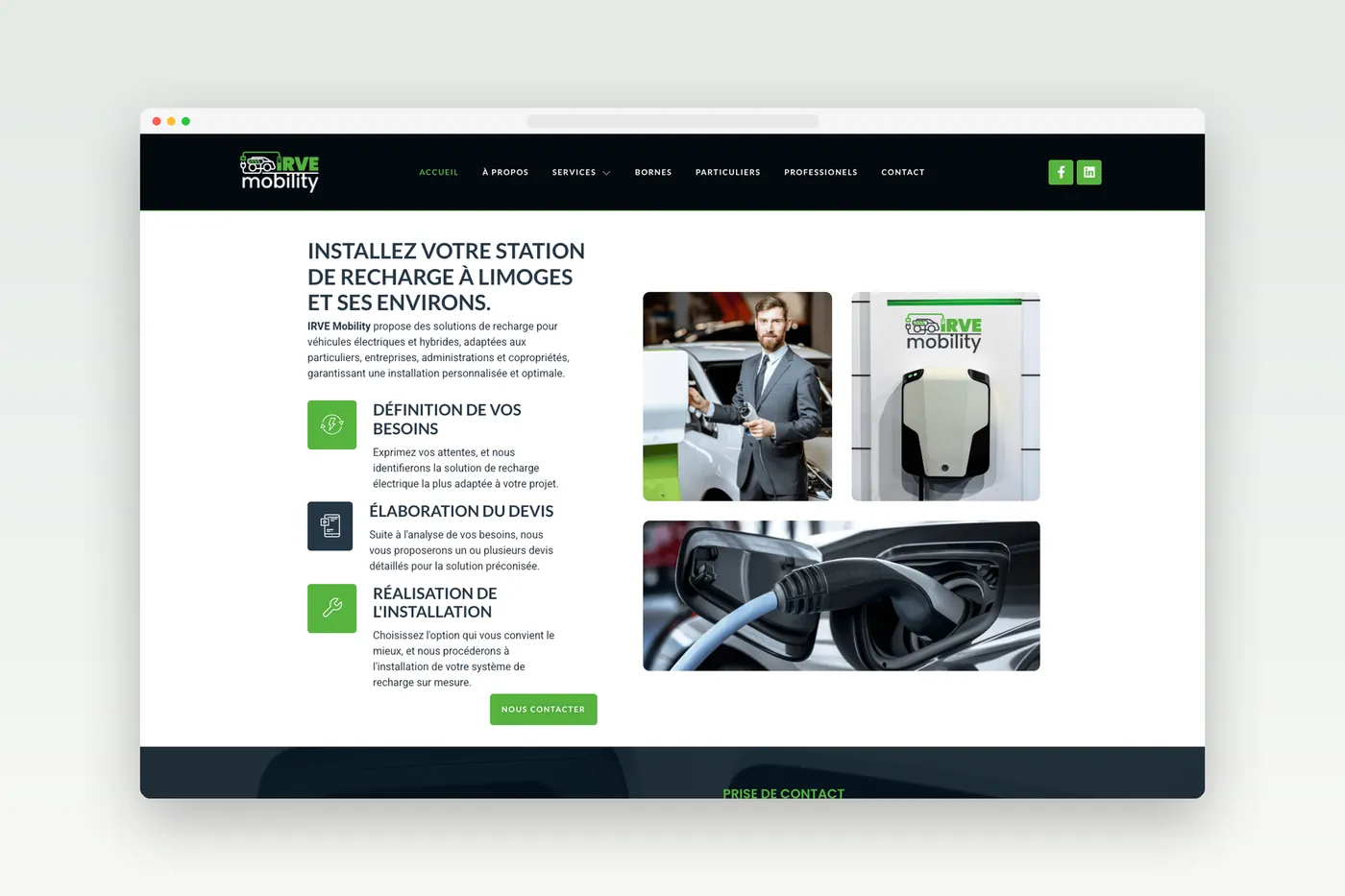 Site internet IRVE Mobility, bornes de recharge à Limoges