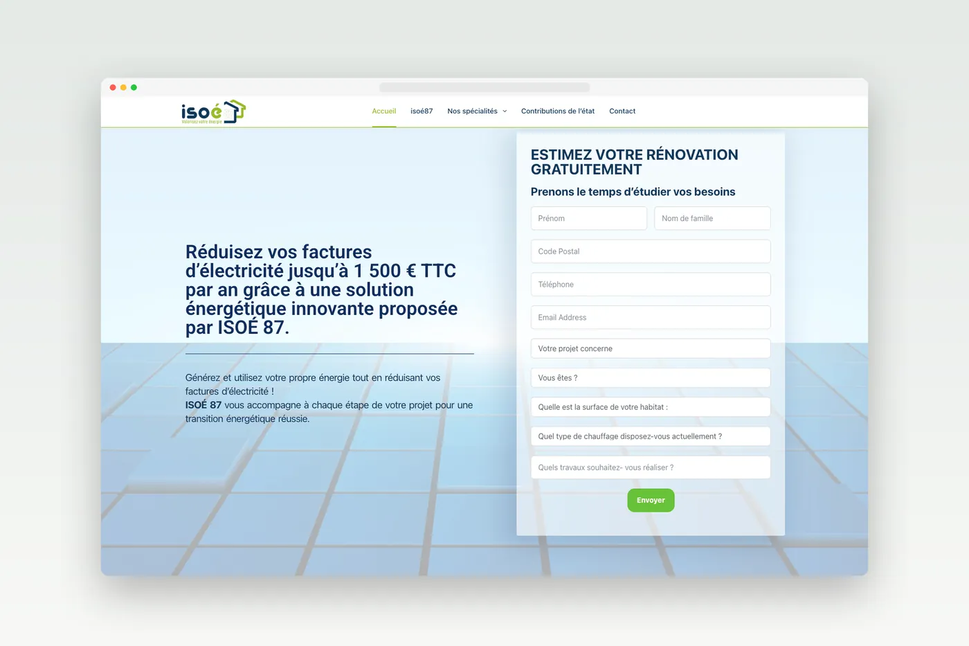 Site internet ISOE 87, rénovation énergétique