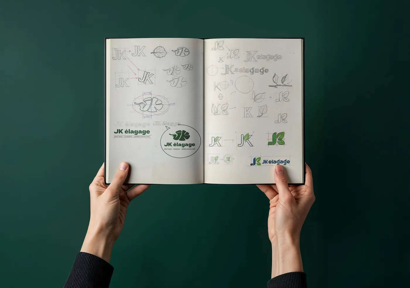 Recherches de logo JK Élagage dans un carnet