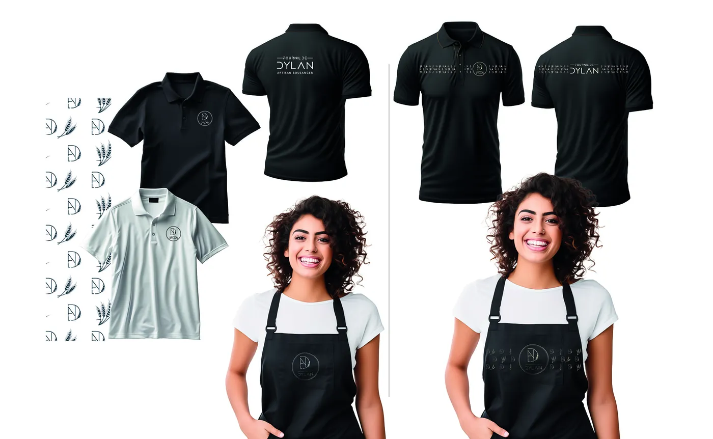Tenues brodées au logo du Fournil de Dylan