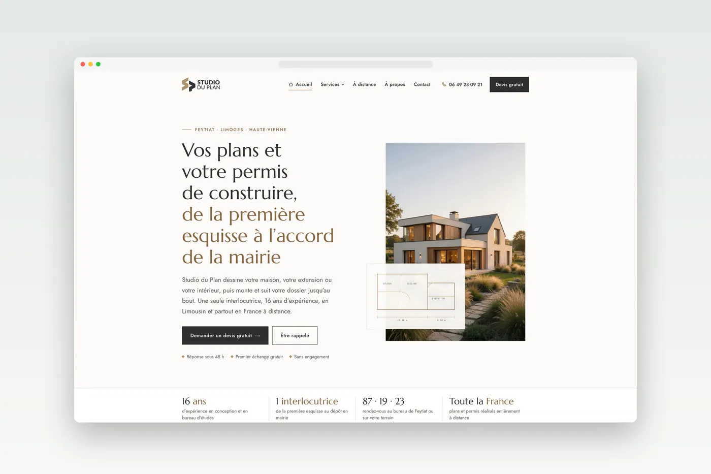 Site internet de Studio du Plan, plans et permis de construire