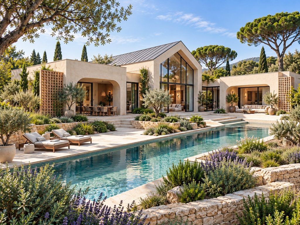 Villa avec piscine – Perspective extérieure